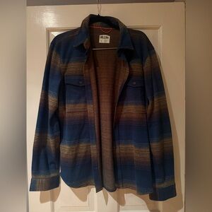 Lake & Trail Men's Blue and Brown Striped flannel type Jacket shirt